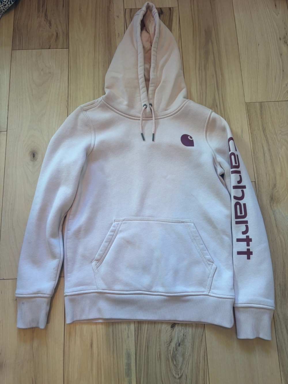 Carhartt Rose Pink Clarksburg Relaxed Fit Sleeve Logo Hoodie XS